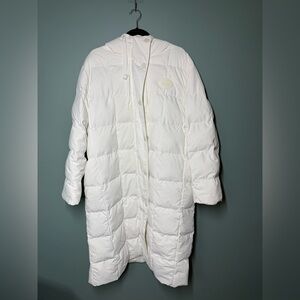 Lacoste French Sportswear White Revisable Long White Puffer Jacket Sz Eu 38